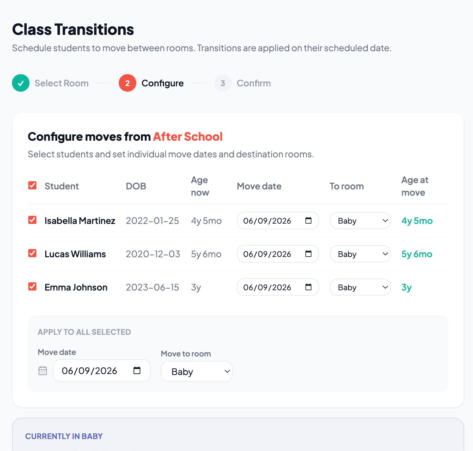 Class Transitions screenshot