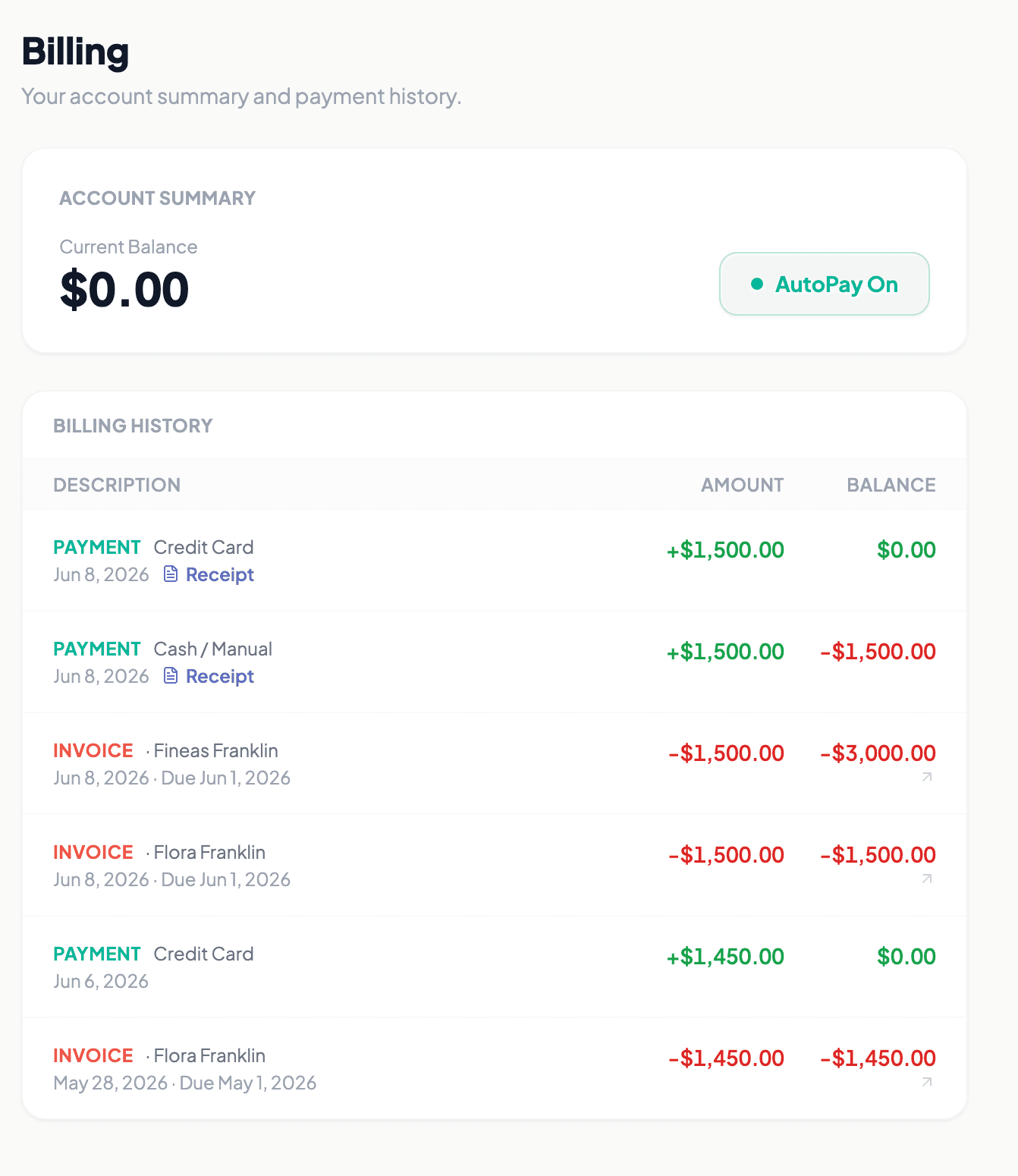 Invoicing & Billing screenshot